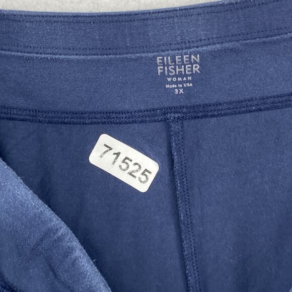 EILEEN FISHER Pants 3X Stretch Organic Cotton Jersey Wide Crop Pull On Blue USA - Picture 12 of 12